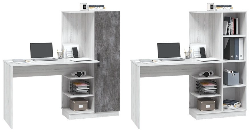 Стол компьютерный с надстройкой MLK Оливер, 145х50.2x138.4 см, серый, светло серый купить,NaN