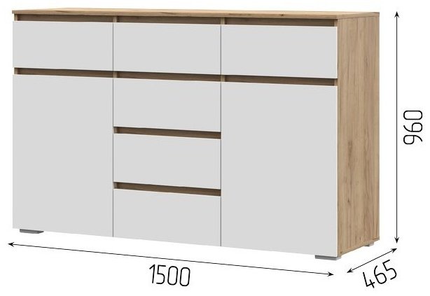 Комод Стендмебель Хелен, 150.20x46x95.8 см, белый купить,0