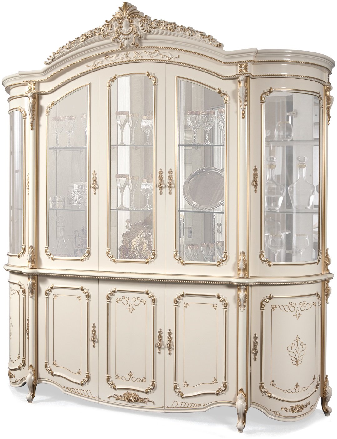 Шкаф-витрина СлонимМебель Элиза-12 5Д 250х228х55см белый купить,NaN