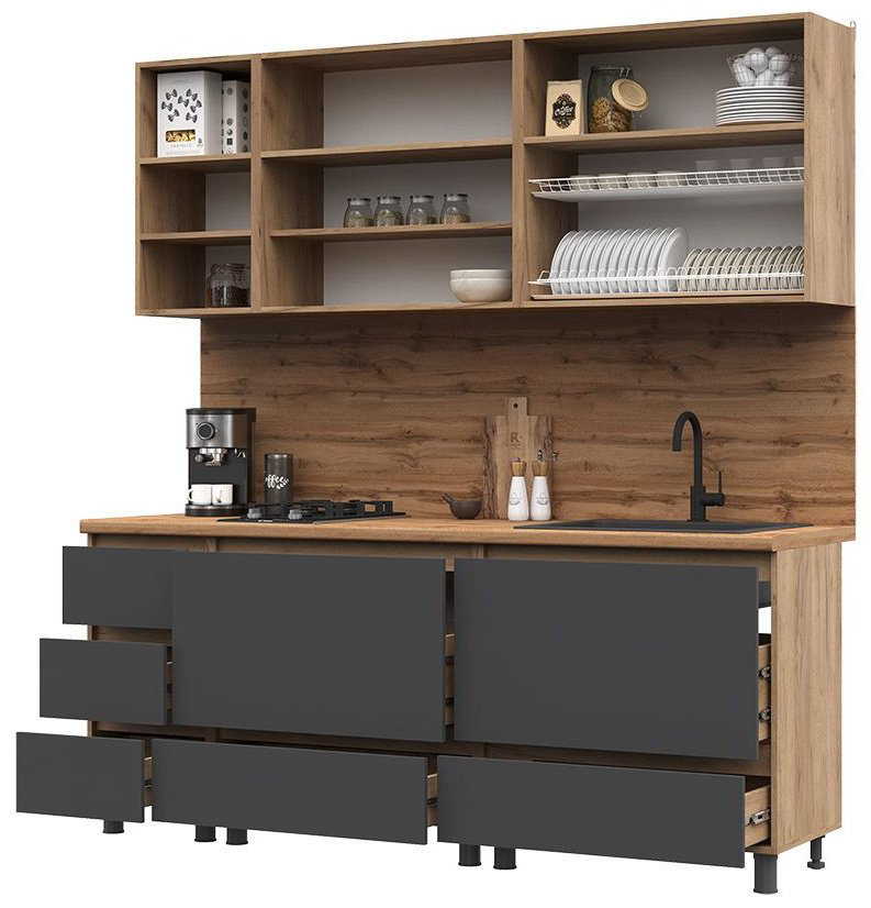 Кухонный гарнитур Стендмебель Хелен 200x217х60см серый купить,NaN