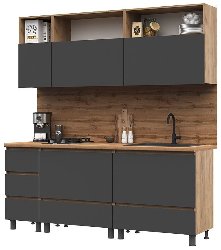 Кухонный гарнитур Стендмебель Хелен 200x217х60см серый купить,NaN