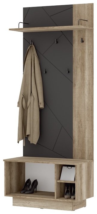 Вешалка Стендмебель Даллас, МДФ, 79.8x200.8 см, серый, золотой - ForteMarket Вешалка Стендмебель Даллас, МДФ, 79.8x200.8 см, серый, золотой купить,0