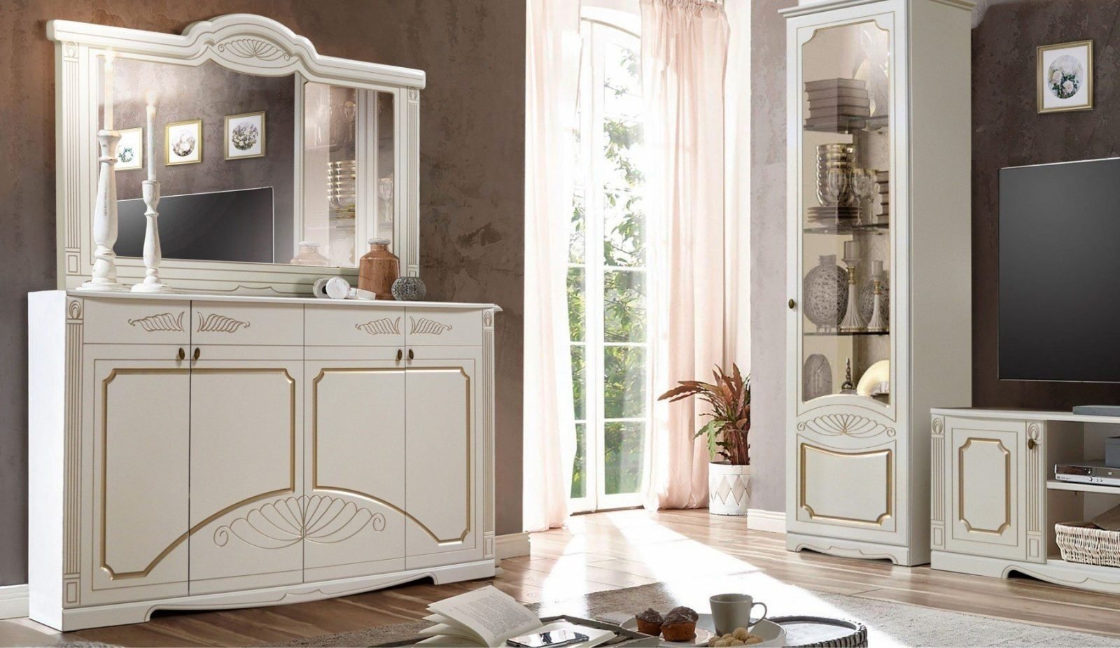 Комод IMPERIAL Амелия, 176.60x55.20x170 см, белый, золотой