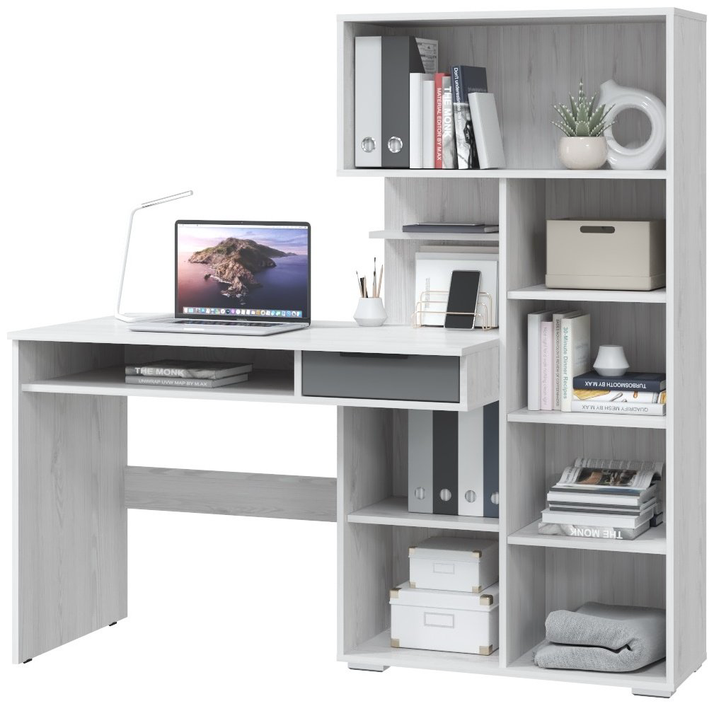 Стол письменный MLK Бэйсик, 150х58x150 см, белый, серый купить,NaN