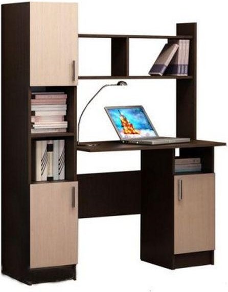 Стол компьютерный с надстройкой Памир ПКС-6, 123х57x160 см, коричневый, бежевый купить,0