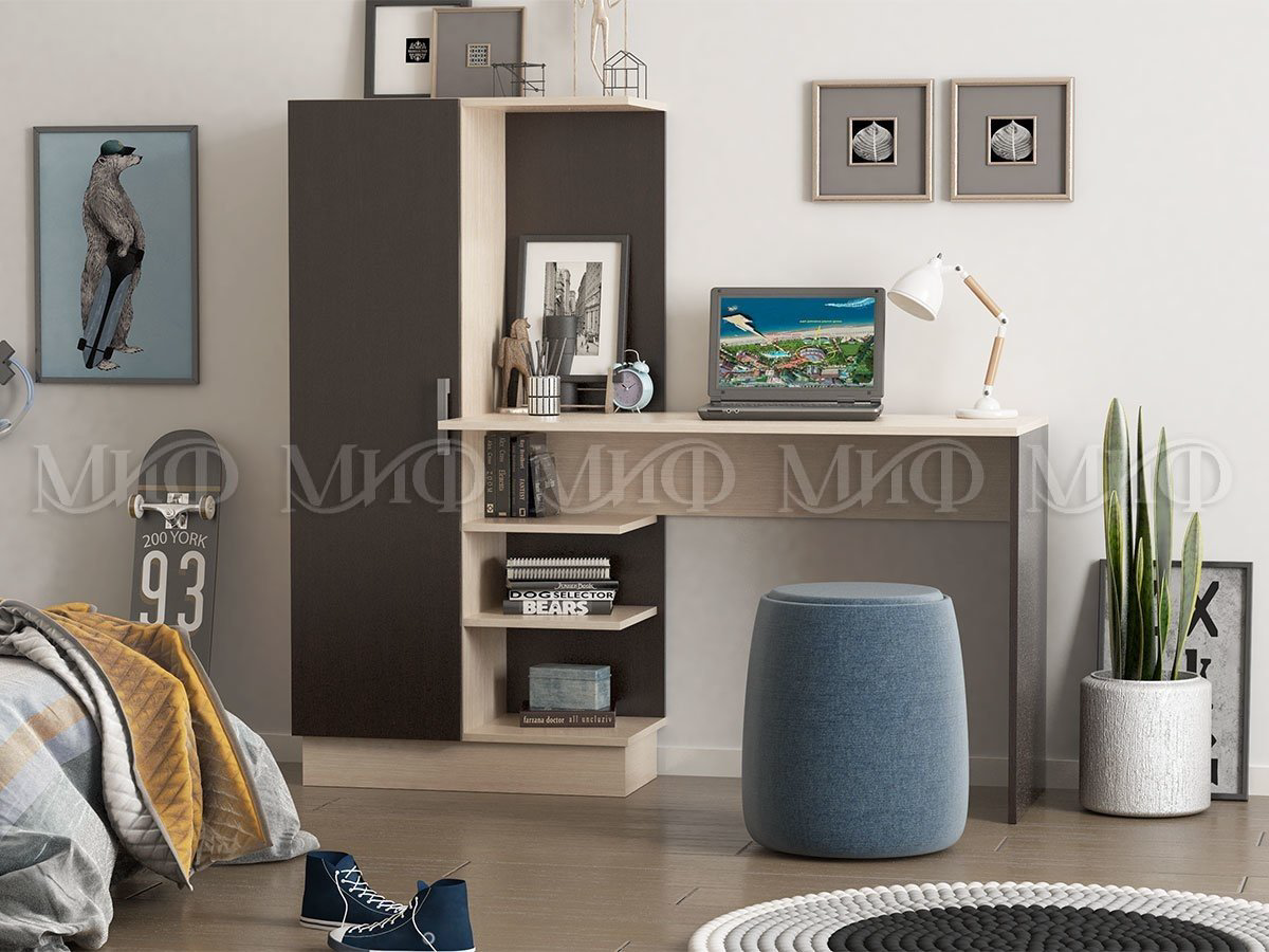 Стол компьютерный МИФ №1, 145х50x135 см, коричневый, бежевый купить,NaN
