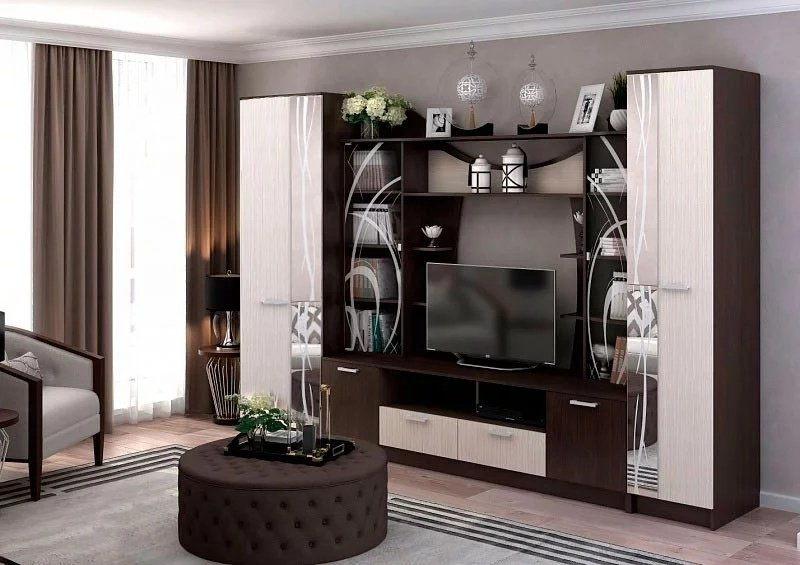 Стенка Горизонт Ольбия 286х210х54.2 см, коричневый, бежевый купить,NaN