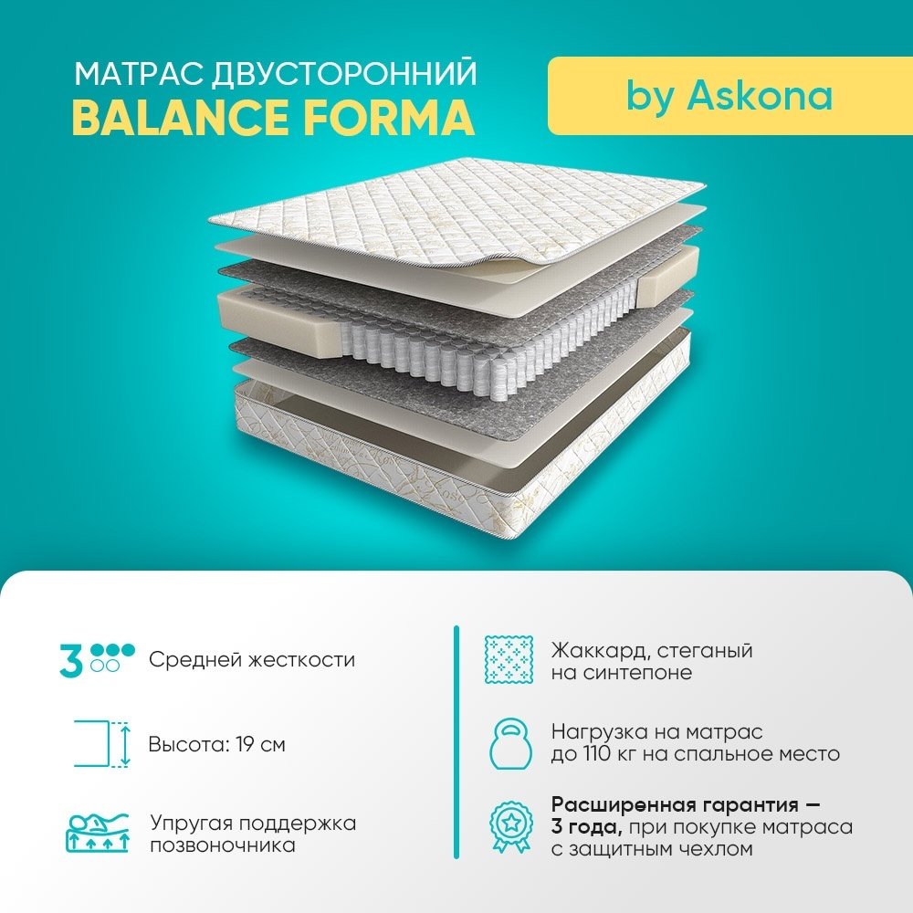 Матрас Askona Balance Forma 180x200x17см купить,NaN