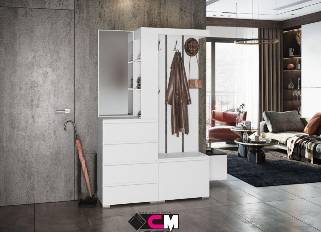 Вешалка Стендмебель Xельга 126x35.3x198см белый купить,NaN