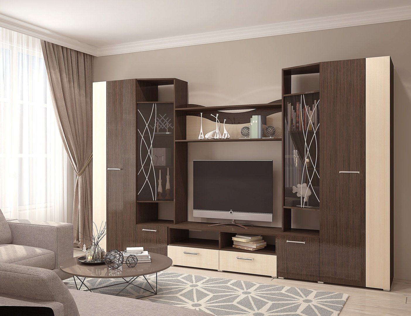 Стенка Гамма 320х202.4х46.6см коричневый купить,NaN