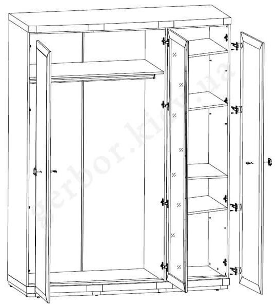 Шкаф распашной Гербор Орегон SZF3D 156x221х60см бежевый купить,NaN