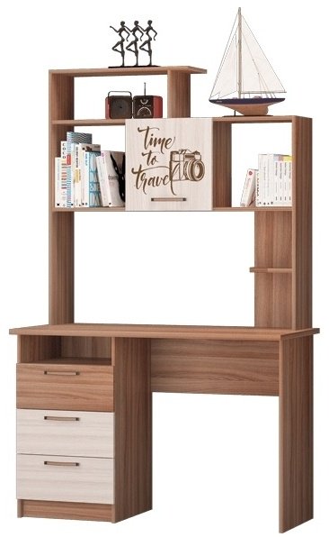 Стол компьютерный с надстройкой MLK Вояж, 124х60x191.8 см, коричневый