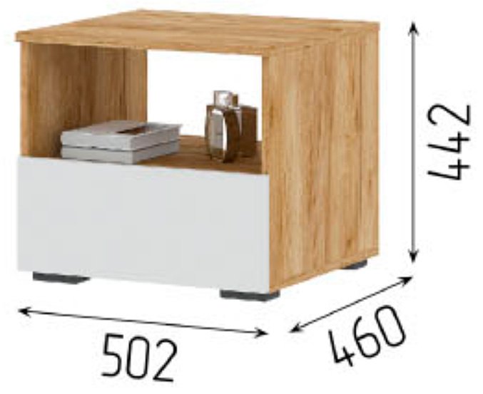 Тумба Стендмебель Хелен, 50.2x44.2x46 см, белый, золотой купить,0