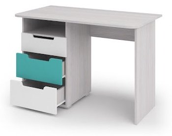 Стол письменный Стендмебель Миа, 112х60x75 см, белый, бирюзовый