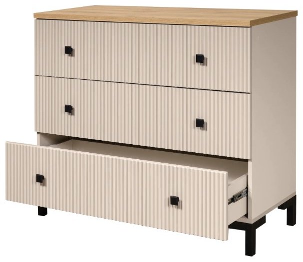Комод СлонимМебель Мадрид, 103x45x87 см, серый, светло-коричневый - ForteMarket Комод СлонимМебель Мадрид, 103x45x87 см, серый, светло-коричневый купить,0