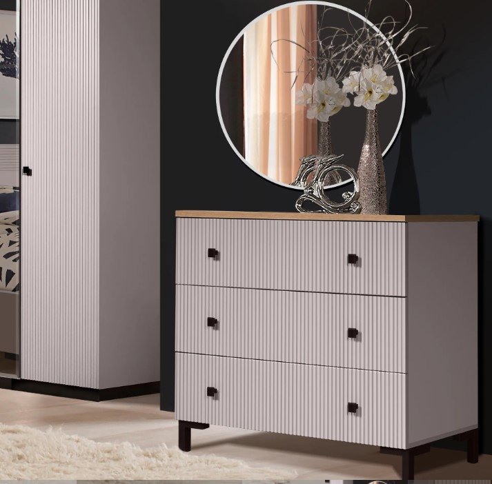 Комод СлонимМебель Мадрид, 103x45x87 см, серый, светло-коричневый - ForteMarket Комод СлонимМебель Мадрид, 103x45x87 см, серый, светло-коричневый купить,0