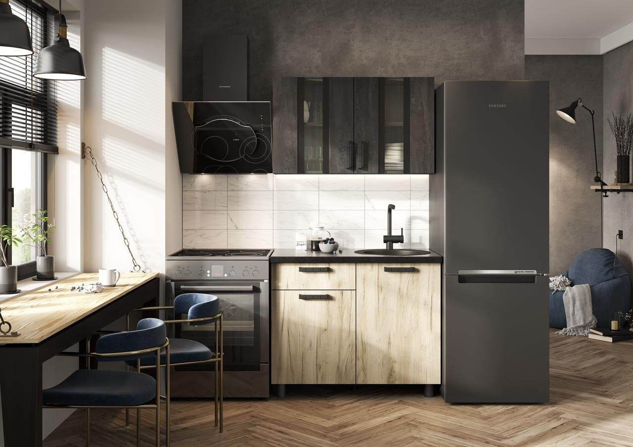 Кухонный гарнитур Стендмебель Эдинбург 100x220х60см серый купить,NaN
