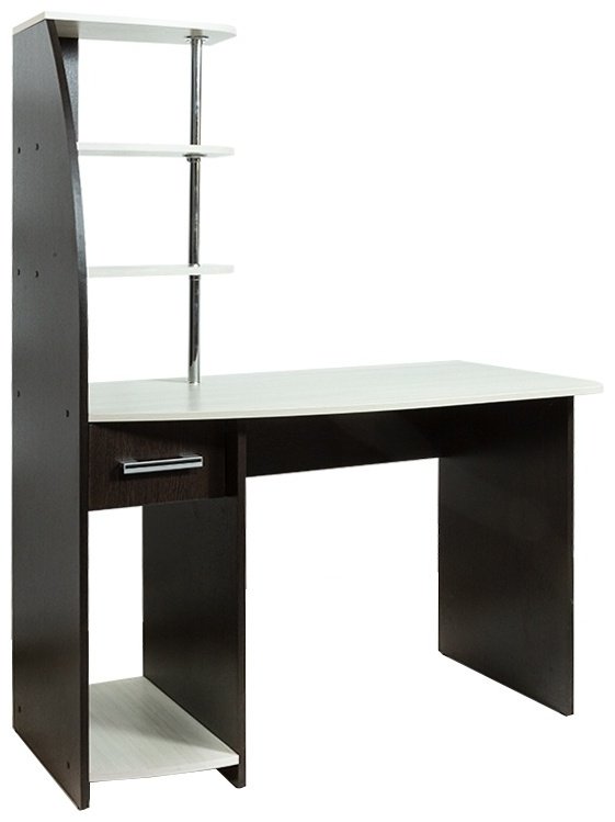 Стол компьютерный с надстройкой BTS Скай NEW, 110х58.5x150 см, коричневый, бежевый