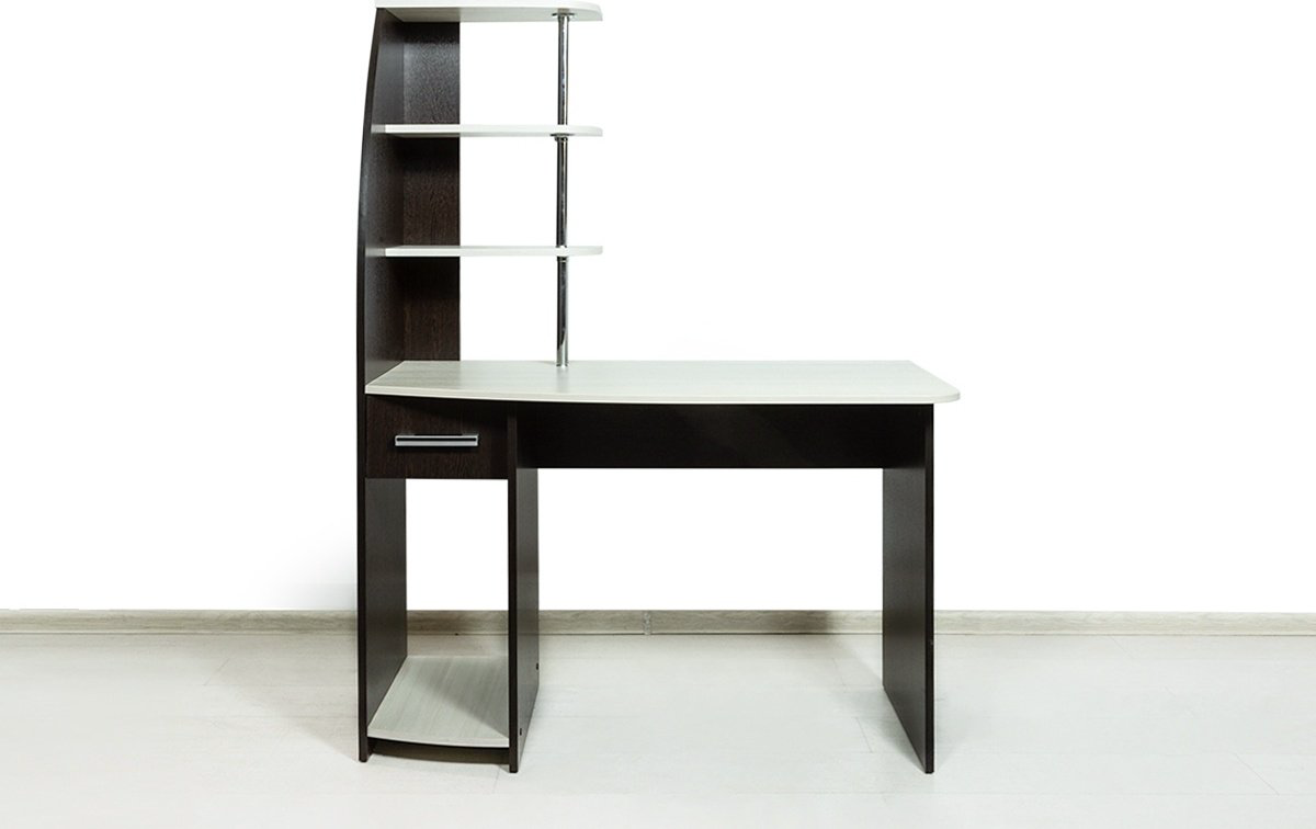 Стол компьютерный с надстройкой BTS Скай NEW, 110х58.5x150 см, коричневый, бежевый купить,NaN