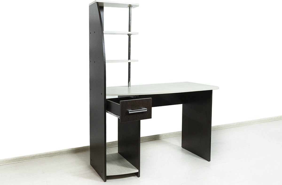 Стол компьютерный с надстройкой BTS Скай NEW, 110х58.5x150 см, коричневый, бежевый купить,NaN