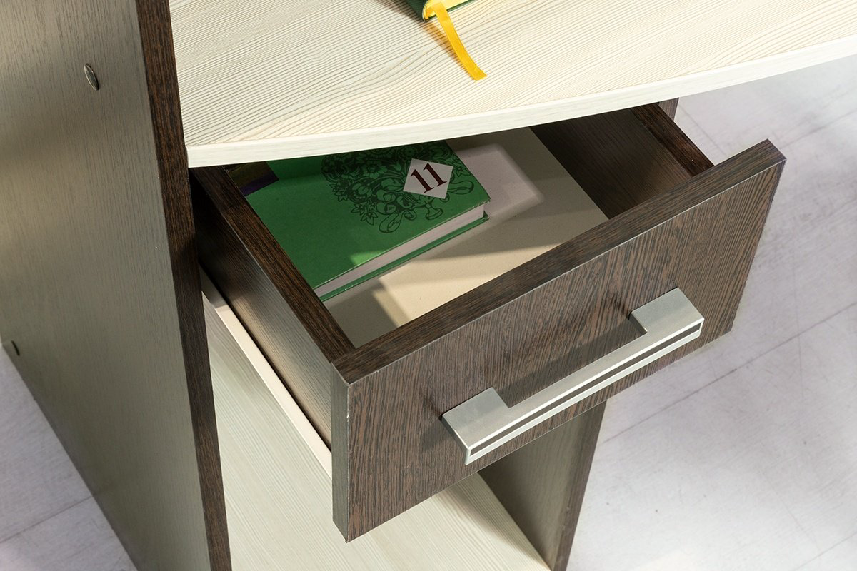 Стол компьютерный с надстройкой BTS Скай NEW, 110х58.5x150 см, коричневый, бежевый купить,NaN