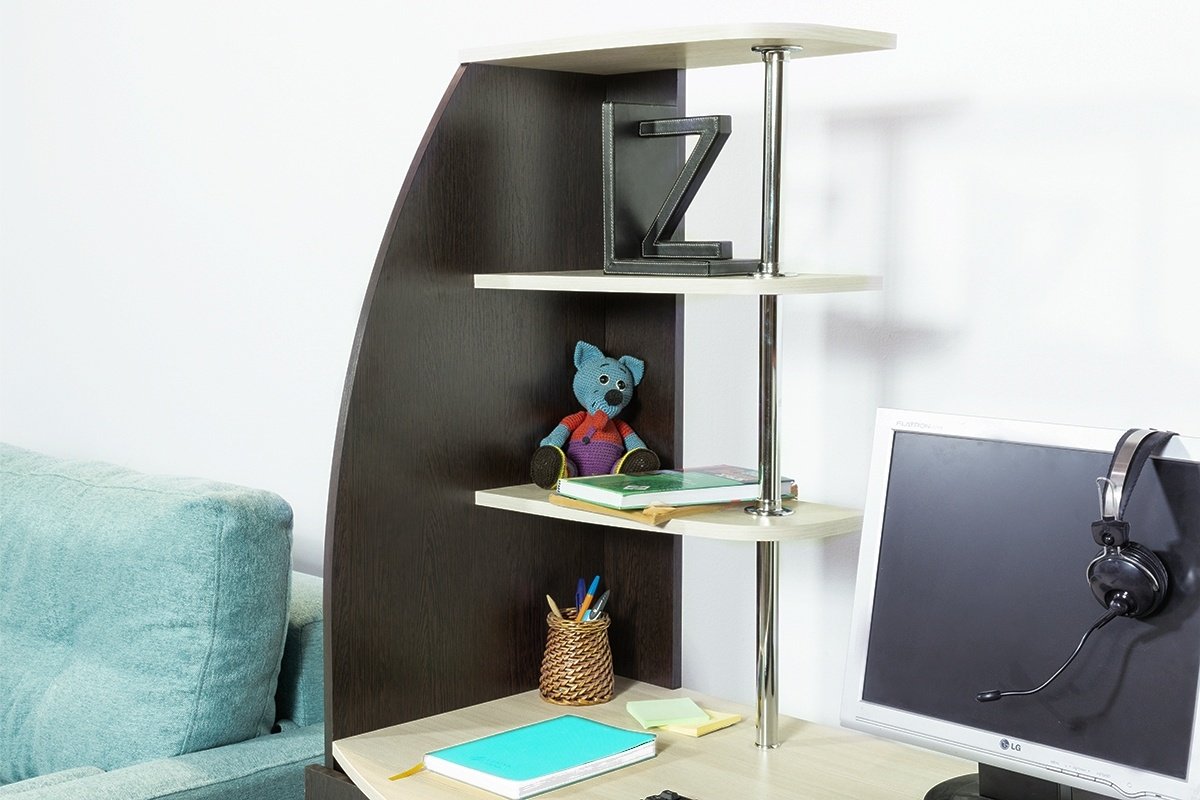 Стол компьютерный с надстройкой BTS Скай NEW, 110х58.5x150 см, коричневый, бежевый купить,NaN