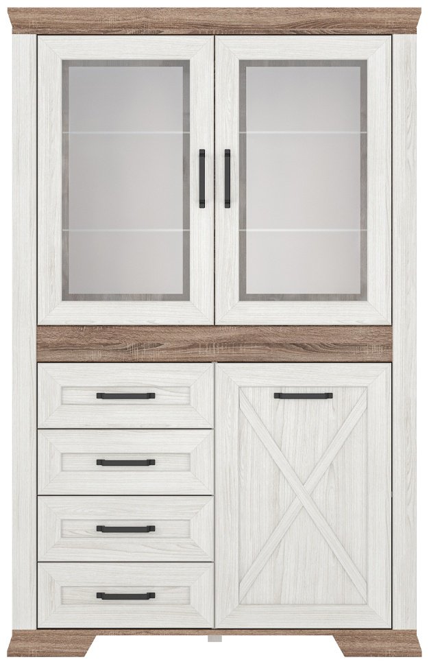 Шкаф-витрина BRW Брест Марсель REG 2W1D4S 00029636 182.5х116.5х45.5см белый купить,NaN