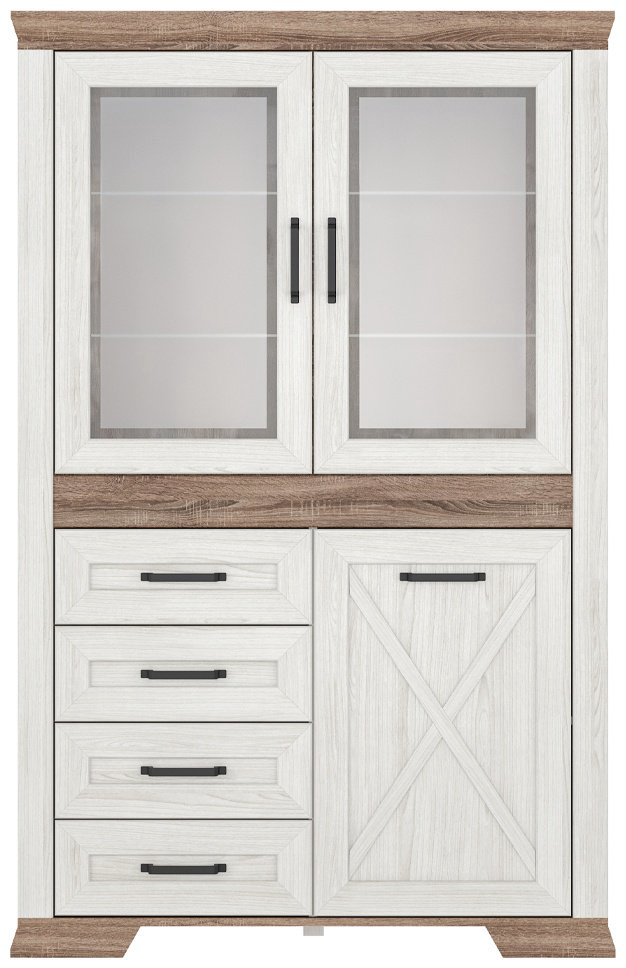 Шкаф-витрина BRW Брест Марсель REG 2W1D4S 00029636 182.5х116.5х45.5см белый купить,NaN