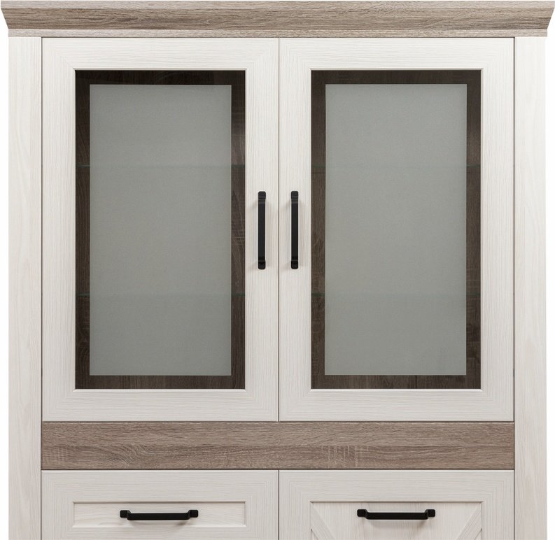 Шкаф-витрина BRW Брест Марсель REG 2W1D4S 00029636 182.5х116.5х45.5см белый купить,NaN