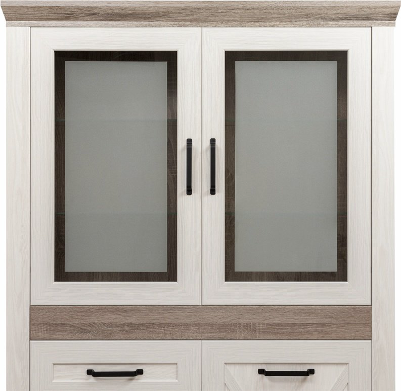 Шкаф-витрина BRW Брест Марсель REG 2W1D4S 00029636 182.5х116.5х45.5см белый купить,NaN