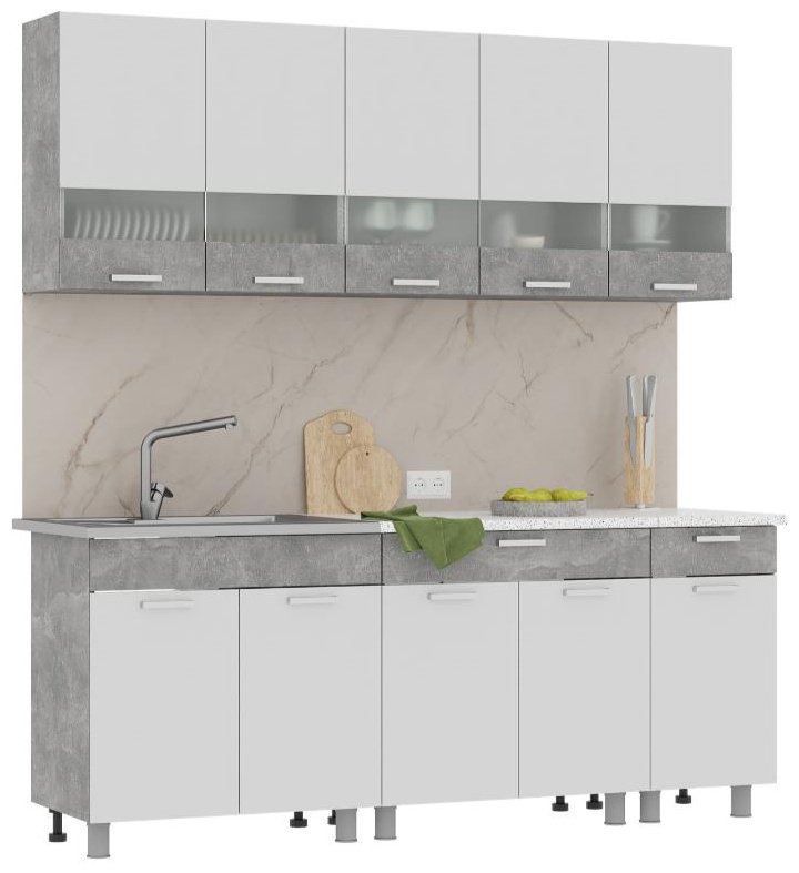 Кухонный гарнитур Стендмебель Денвер 200x215.8х60см белый купить,NaN