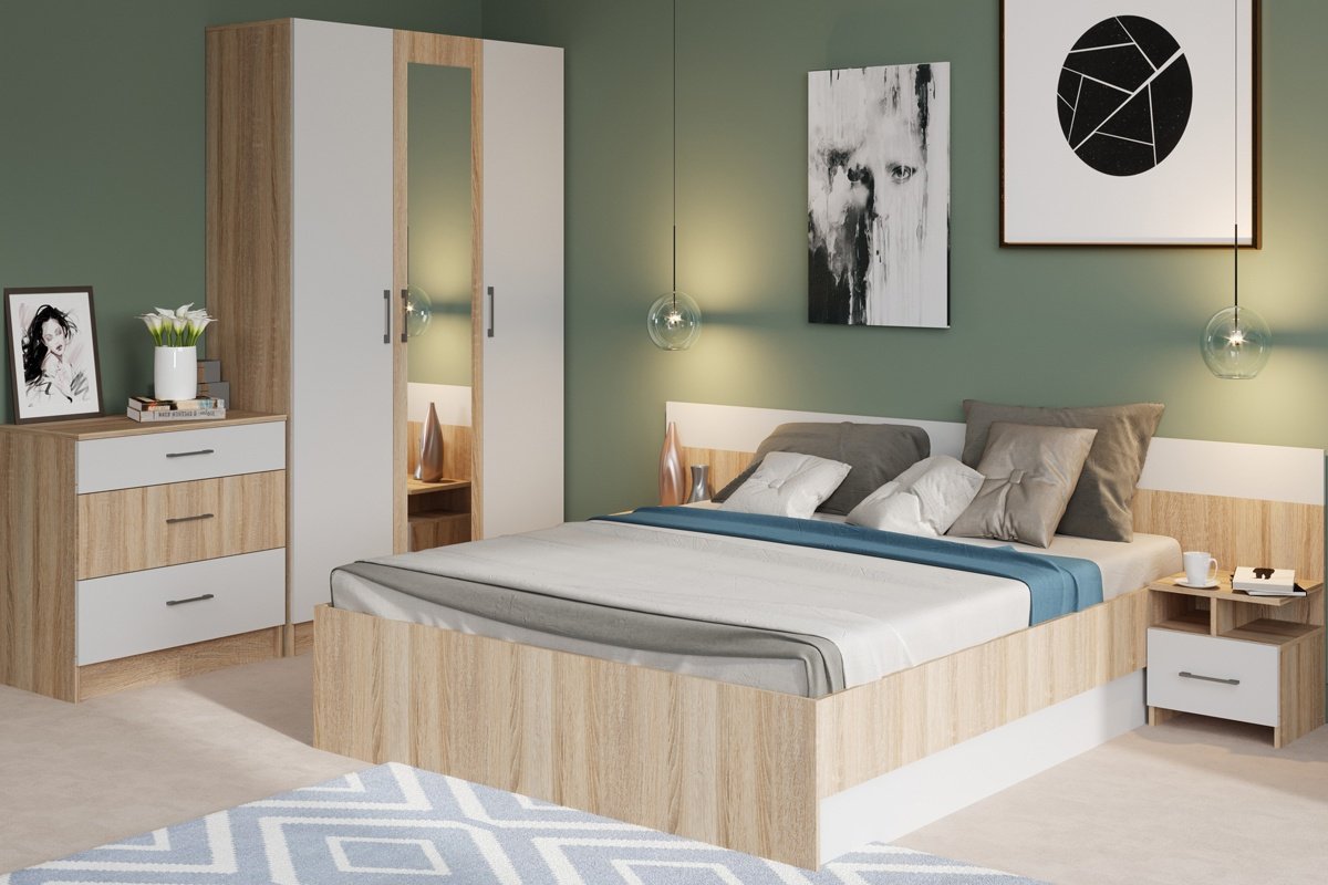 Гарнитур IMPERIAL Алёна 3Д, предметов в наборе 5 шт, кровать 160x200 см, дуб сонома, белый