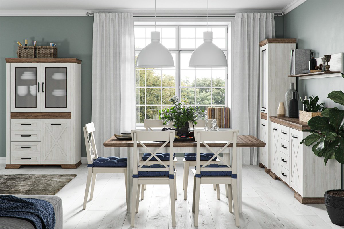 Шкаф-витрина BRW Брест Марсель REG 2W1D4S 00029636 182.5х116.5х45.5см белый купить,NaN