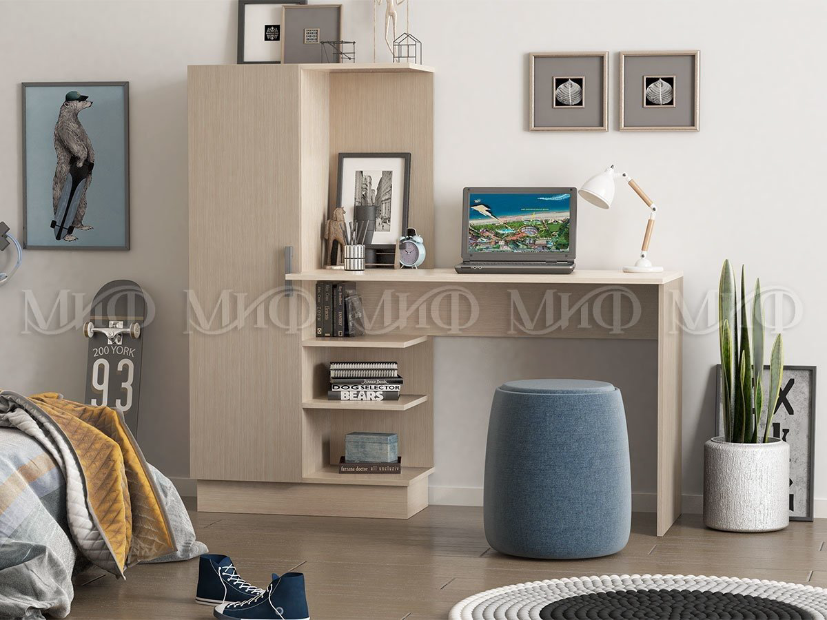 Стол компьютерный МИФ №1, 145х50x135 см, бежевый купить,NaN