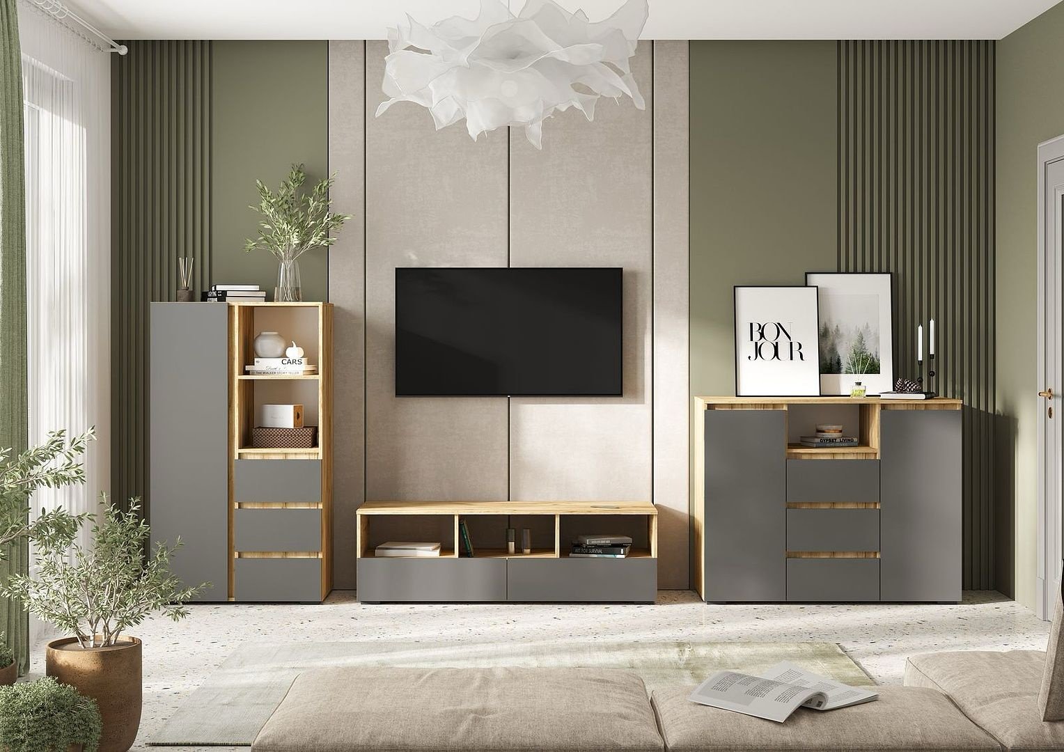 ТВ-тумба напольная Стендмебель Хелен, 140.2x44.2x46 см, серый, коричневый купить,0