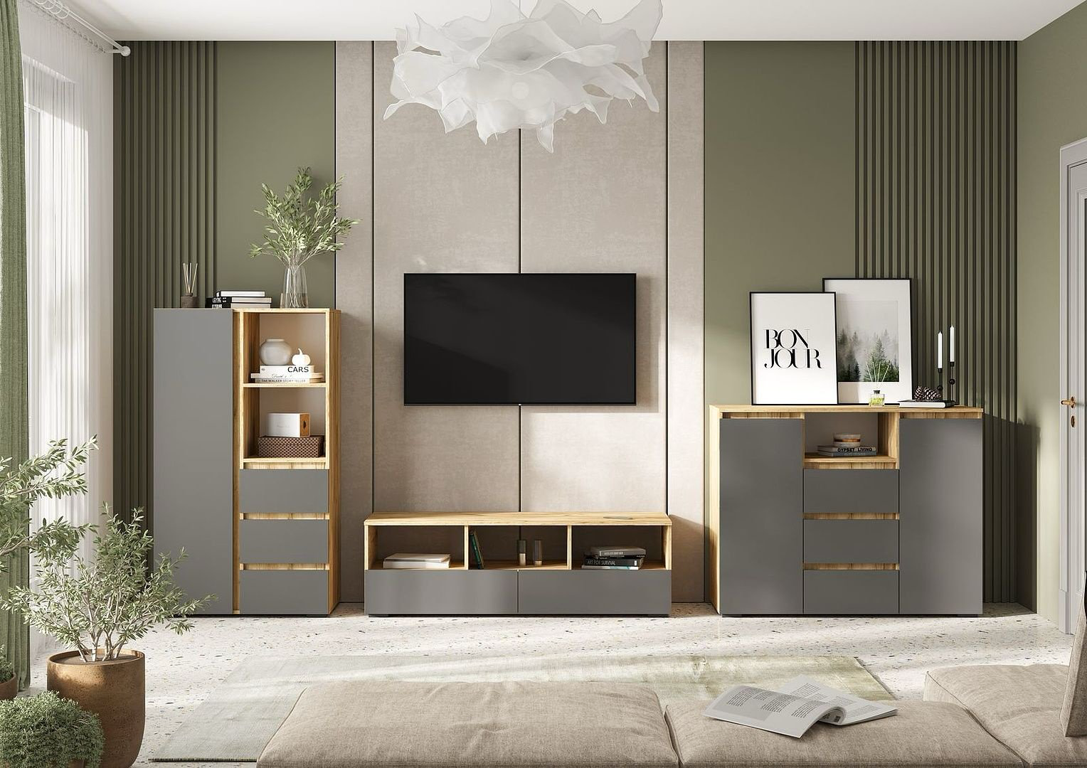 ТВ-тумба напольная Стендмебель ТБ02 Хелен 140.2x44.2x46см серо-коричневый купить,NaN