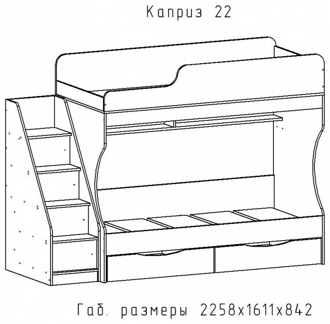 Двухъярусная кровать Астрид мебель Каприз 22, 80x180 см, белый купить,NaN