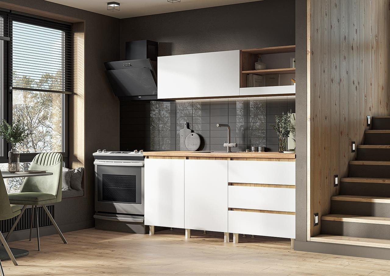 Кухонный гарнитур Стендмебель Хелен 170x189.8х60см белый купить,NaN