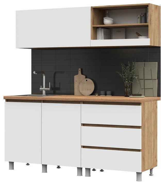 Кухонный гарнитур Стендмебель Хелен 170x189.8х60см белый купить,NaN
