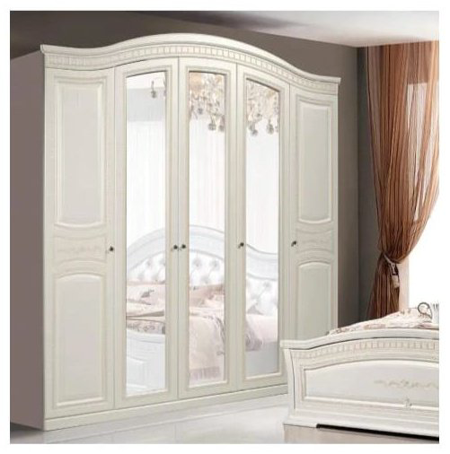 Шкаф распашной СлонимМебель Венера 5Д 225x235х59см кремовый купить,NaN