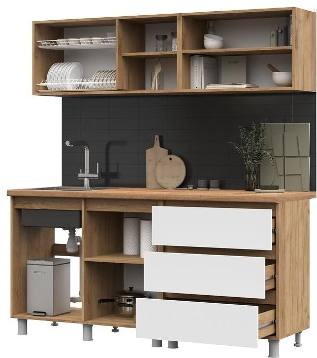 Кухонный гарнитур Стендмебель Хелен 170x189.8х60см белый купить,NaN