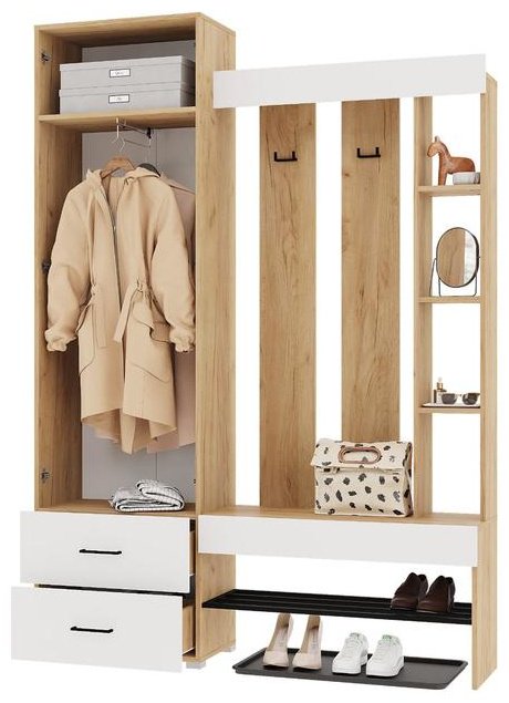 Шкаф-прихожая Горизонт Домино 150x35x211.6см белый - ForteMarket Шкаф-прихожая Горизонт Домино 150x35x211.6см белый купить,111100