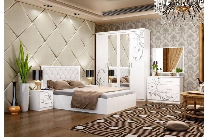 Гарнитур Grand Miks Бостон 4Д, предметов в наборе 4 шт, кровать 160х200 см, однотонный белый