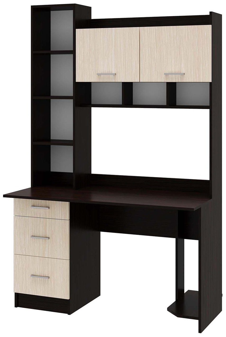 Стол компьютерный с надстройкой Памир Памир, 125х60x196.8 см, темно-коричневый, светло-коричневый