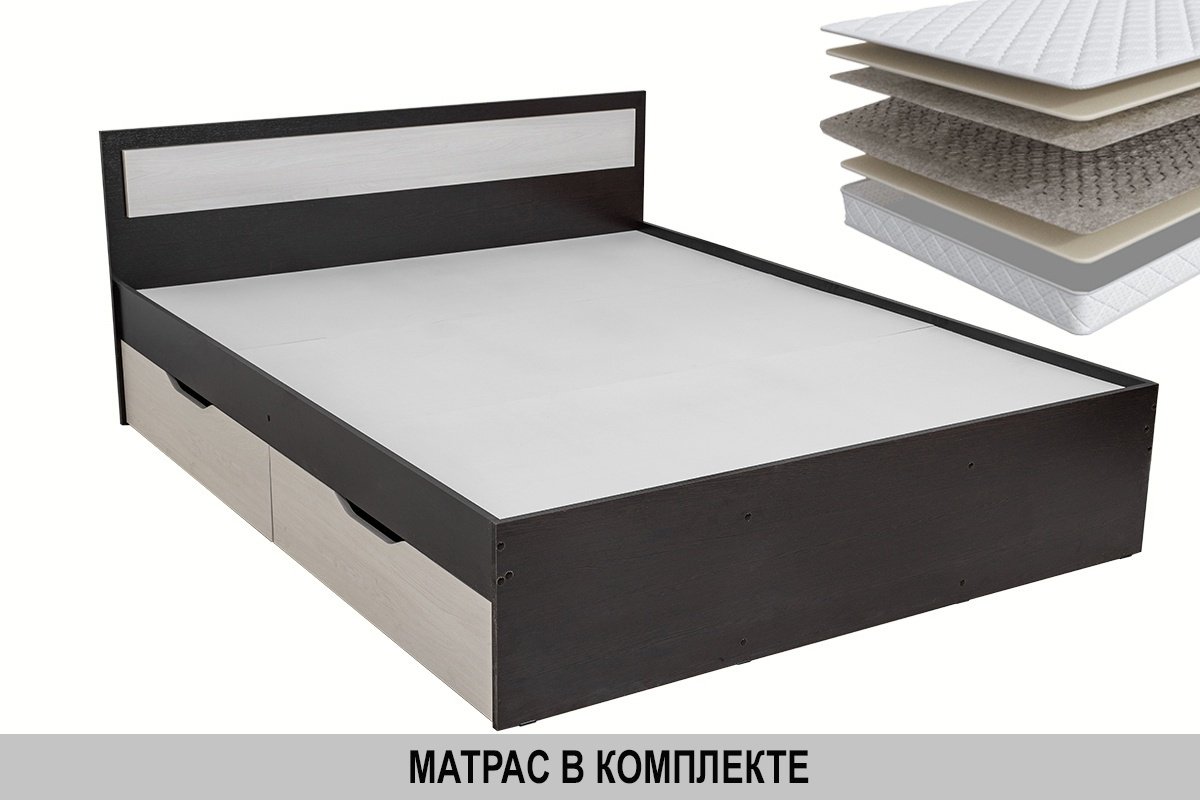 Кровать Стендмебель Гармония 160x200см с матрасом бежево-коричневая купить,NaN