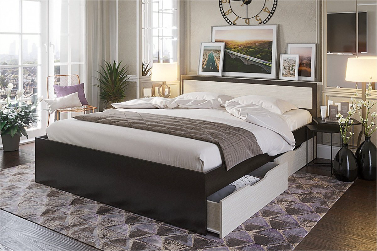 Кровать Стендмебель Гармония 160x200см с матрасом бежево-коричневая купить,NaN