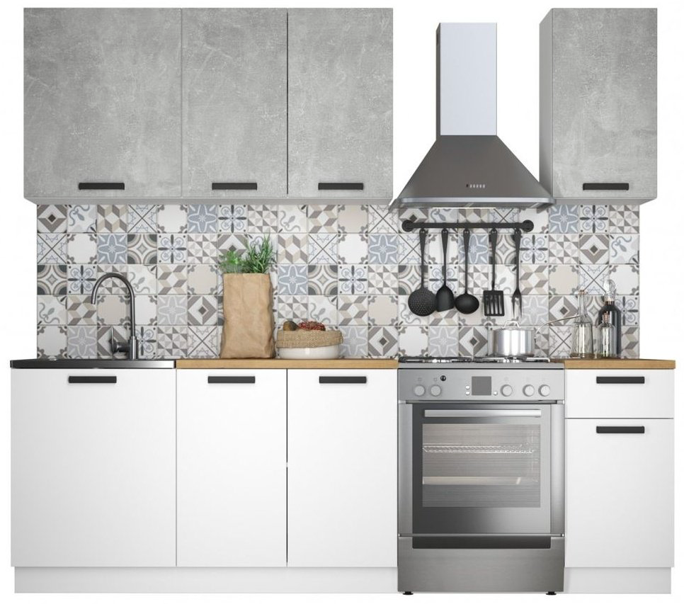 Гарнитур кухонный Imperial Ника Нео 180x215х60см бело-серый купить,NaN