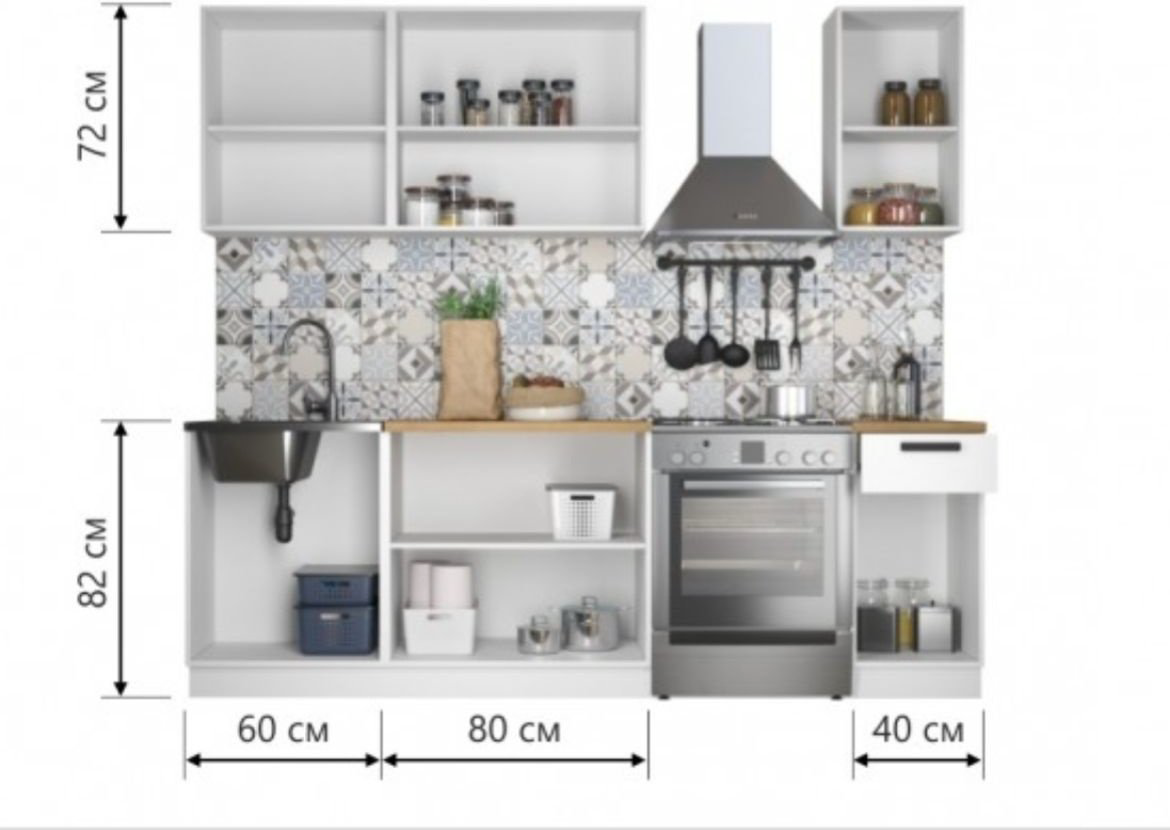 Гарнитур кухонный Imperial Ника Нео 180x215х60см бело-серый купить,NaN