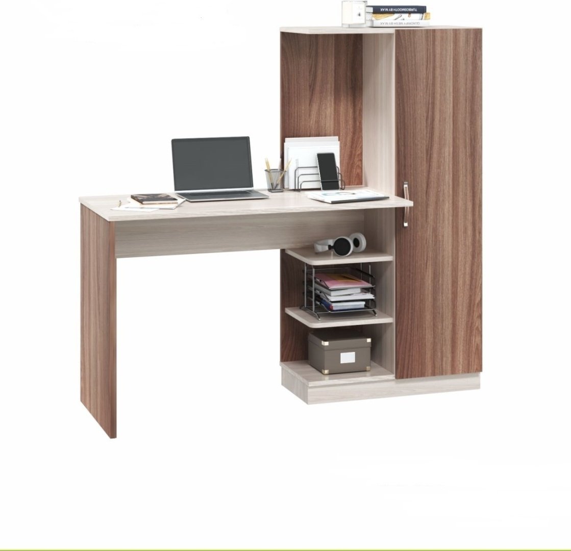 Стол компьютерный с надстройкой MLK Софт, 145х50x138 см, коричневый