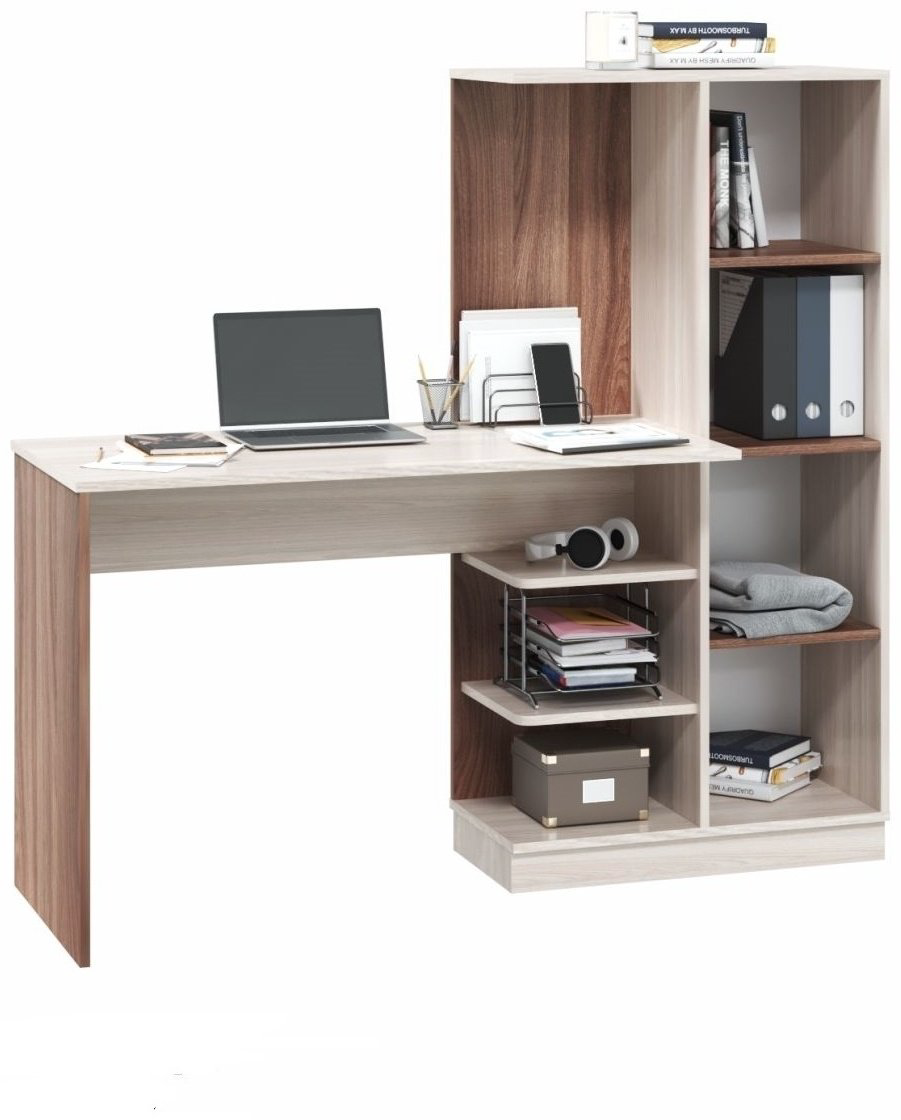 Стол компьютерный с надстройкой MLK Софт, 145х50x138 см, коричневый купить,NaN